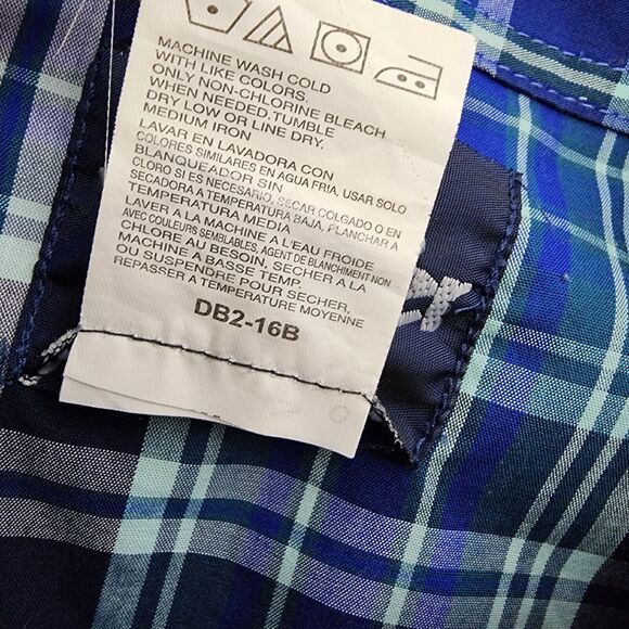 Wrangler Mens Shirt Size XL Pearl Snap Short Sleeve Western Blue Plaid Pockets - Picture 9 of 9